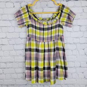 Torrid Size 0 Plaid Smocked Off-Shoulder Top